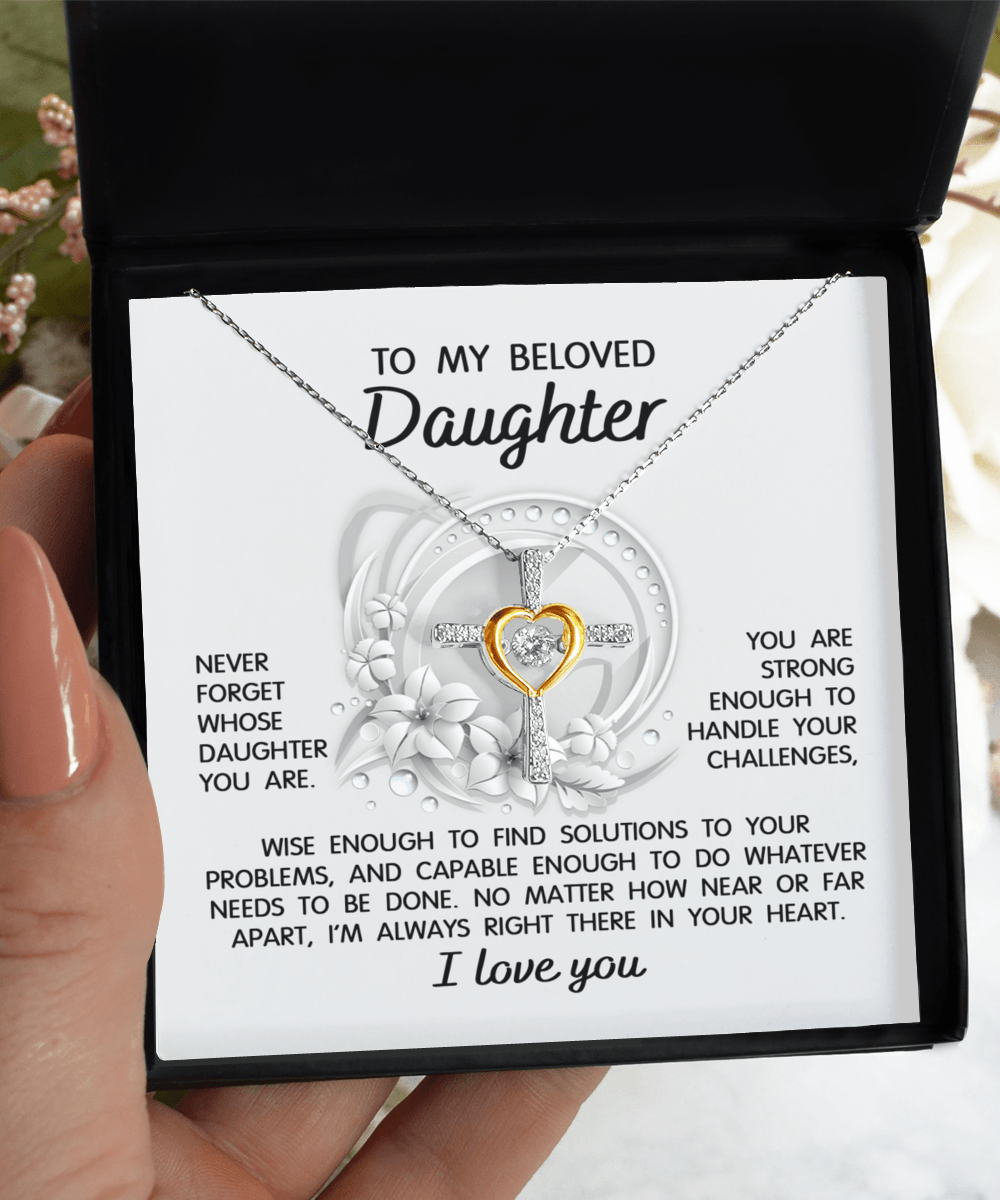 Daughter - I'm Always in Your Heart -Cross Pendant Necklace Wedding Birthday Graduation Gift