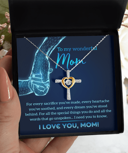 Gift for Mom You Stood Behind My Dreams Cross Pendant Necklace