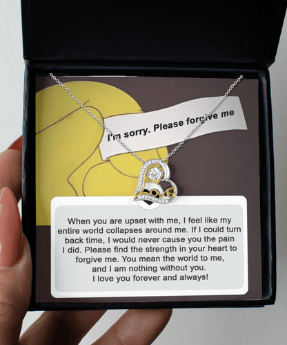 Apology Gift for Girlfriend, Wife, Soulmate - Sorry, Nothing Without You - Love Heart Pendant Necklace