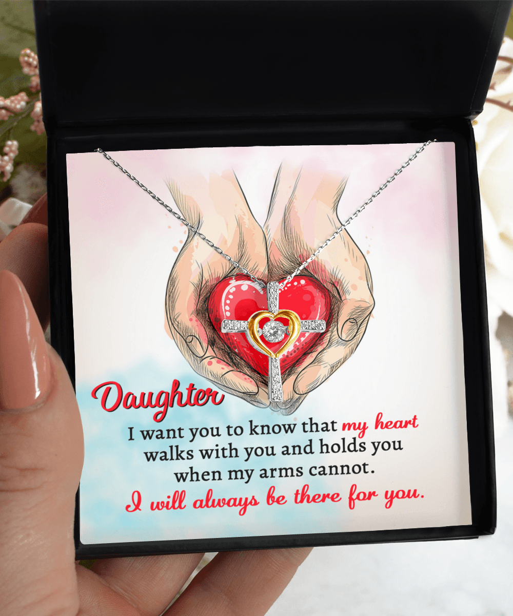 Gift for Daughter- I Will Always Be There Cross Pendant Necklace