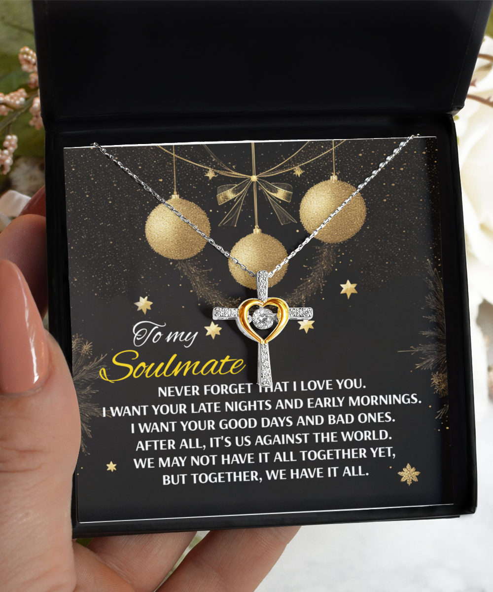 Soulmate, Wife, Girlfriend Romantic Gift - Have It All - Dancing Cross Pendant Necklace