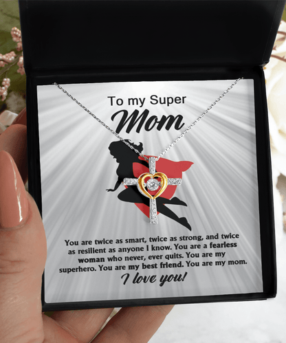 To My Super Mom You Are A Fearless Woman Cross Pendant Necklace