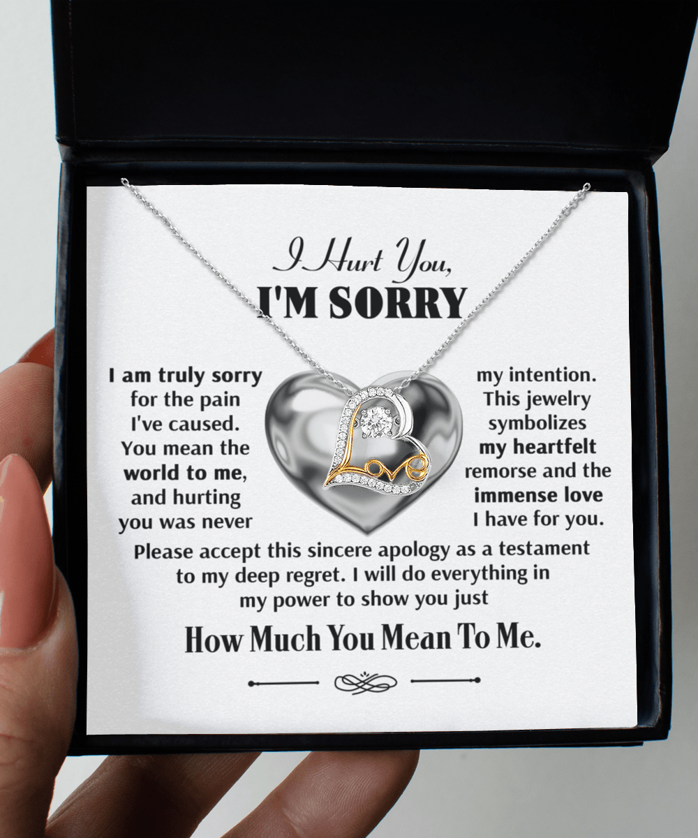 Apology Gift for Girlfriend, Wife, Soulmate - Sorry, Sincere Apology - Love Dancing Heart Pendant Necklace