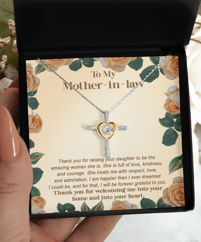 Gift for Mother-in-Law Thank You for Raising an Amazing Woman Cross Pendant Necklace