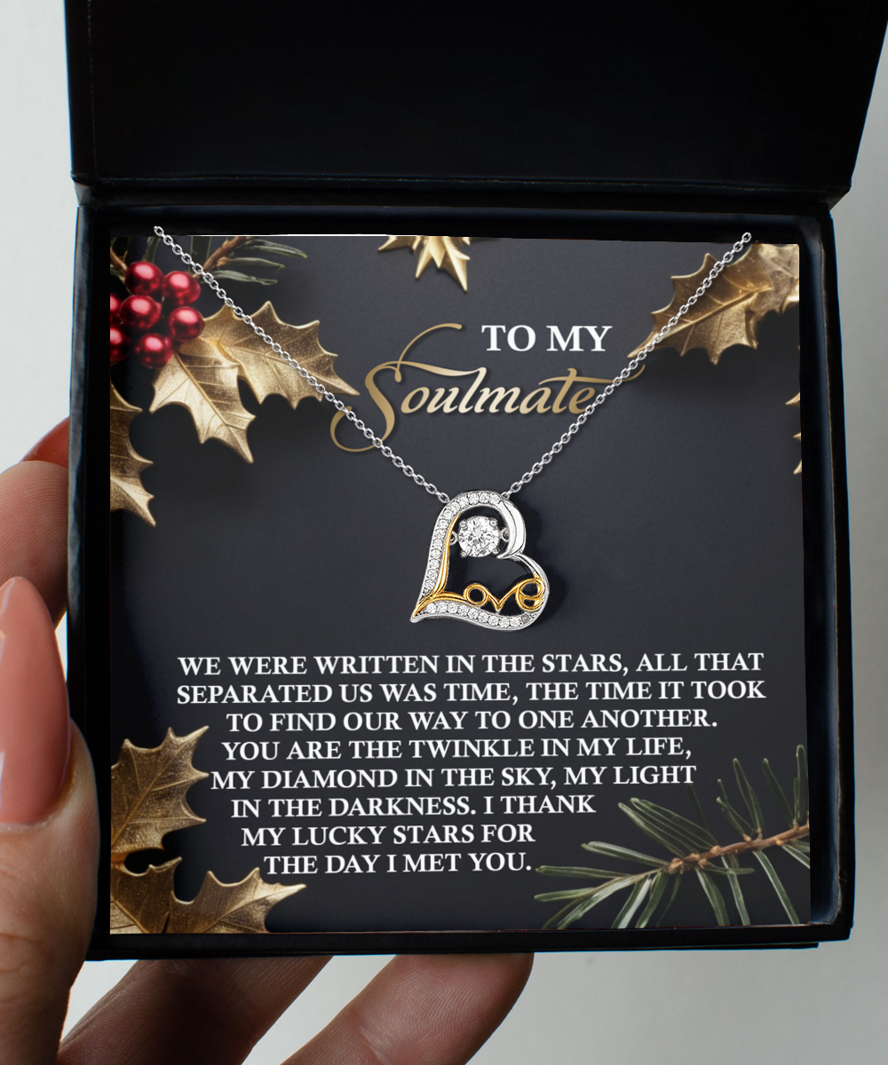 To My Soulmate - We Were Written In The Stars Romantic Christmas Anniversary Heart Pendant Necklace for Wife Girlfriend Jewelry