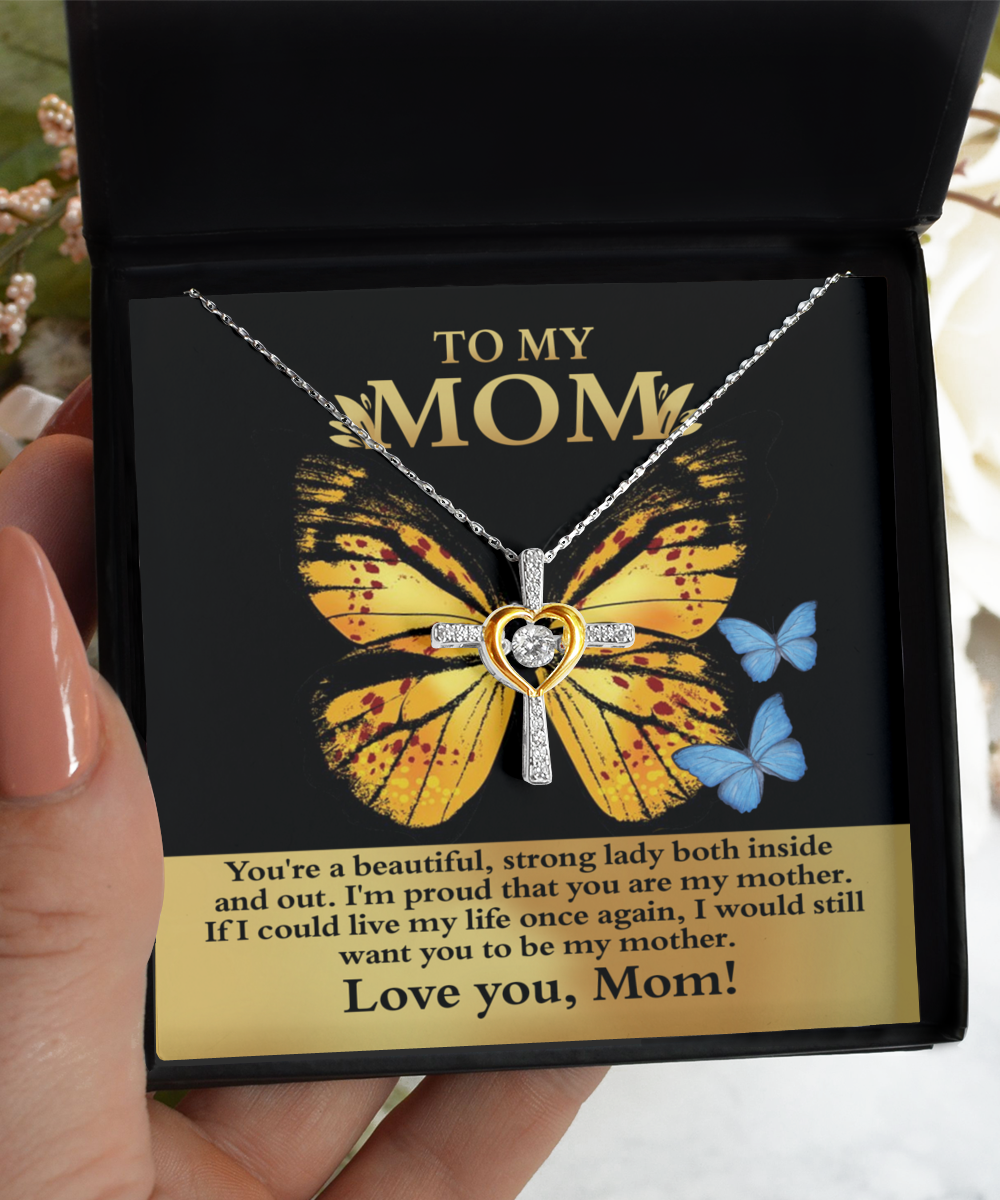 Gift for Mom You are a Strong Lady, I'm Proud of You Cross Pendant Necklace
