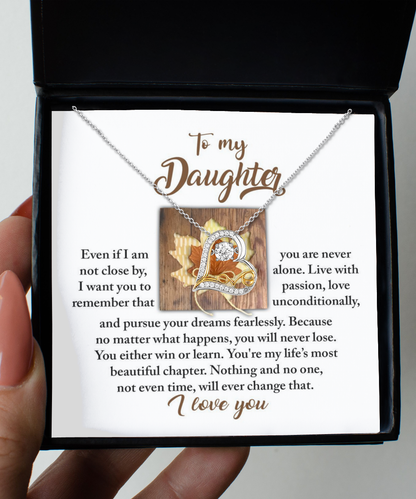 Daughter Birthday, Graduation, Christmas Inspirational Gift  - Live With Passion - Love Dancing Heart Pendant Necklace