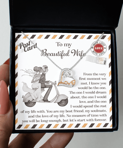 Wife Wedding Gift I Knew You Would Be The One Love Dancing Heart Pendant Necklace Bride Gift from Groom