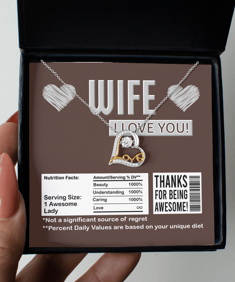 Wife Funny Nutrition Facts Love Heart Pendant Necklace Wedding Anniversary Birthday Valentine Gift From Husband