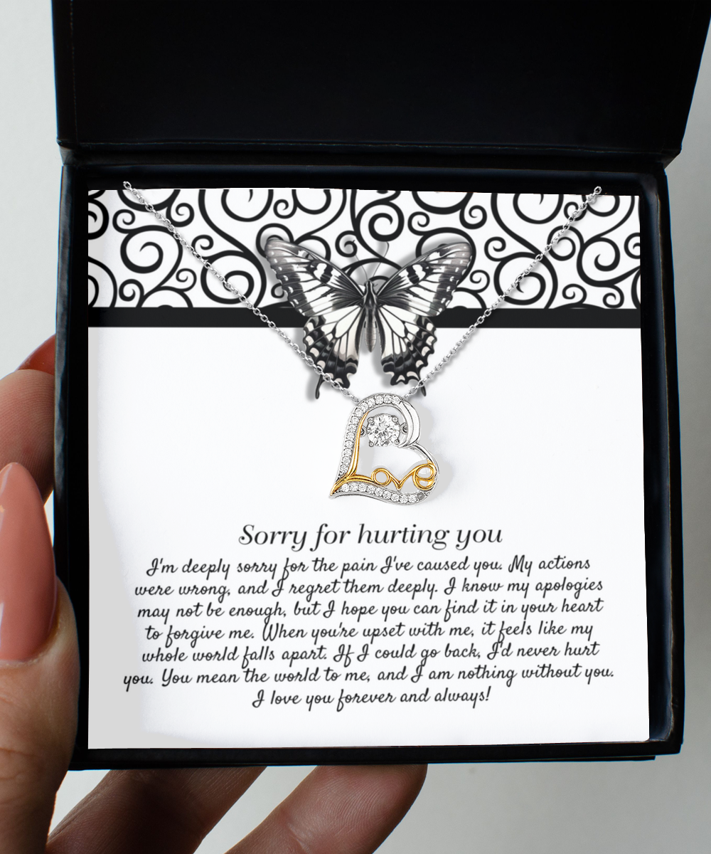 Apology Gift - Sorry for Hurting You - I am Nothing Without You - Love Dancing Heart Pendant Necklace