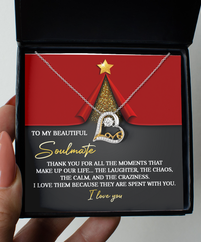 Gift for Soulmate - The Moments - Love Dancing Heart Pendant Necklace