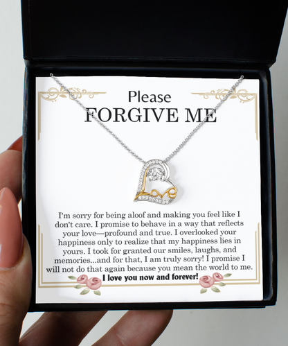 Apology Gift for Girlfriend, Wife - Sorry, Profound And True - Love Heart Pendant Necklace