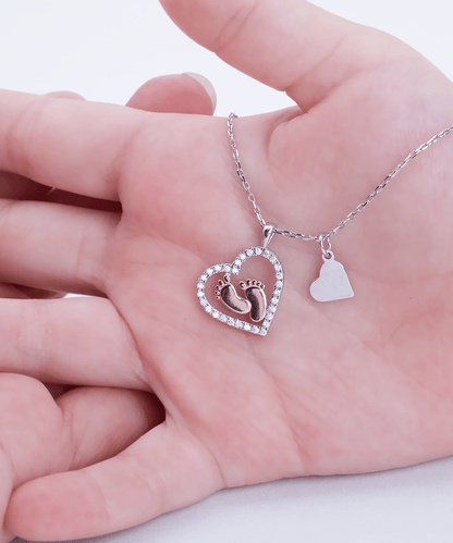 Dear Mommy I Can't Wait to Meet You Pregnancy Gift Baby Feet Pendant Necklace