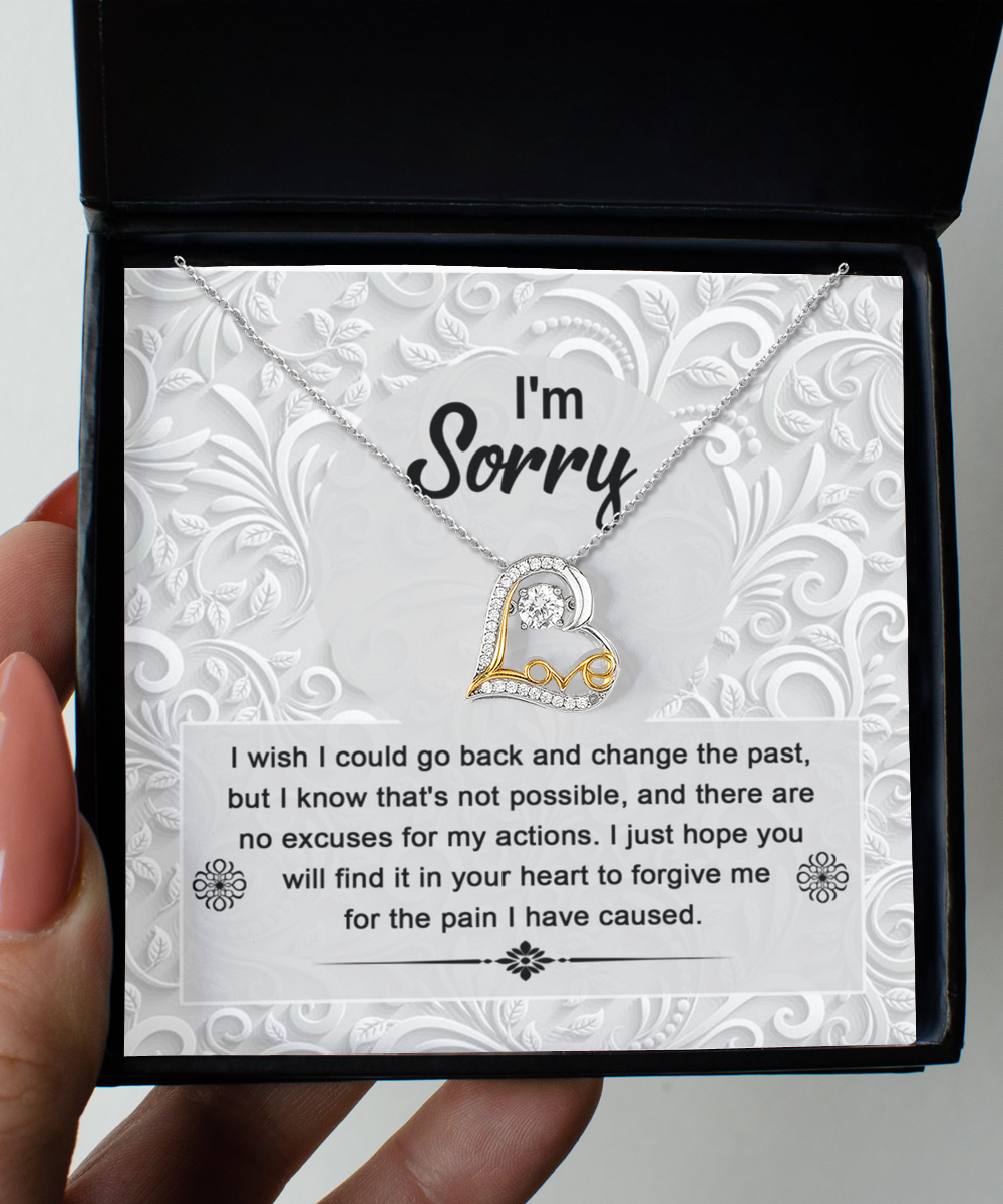 Apology Gift for Girlfriend, Wife, Soulmate - Sorry, Change The Past - Love Dancing Heart Pendant Necklace