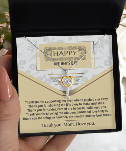Happy Mother's Day Unconditional Love Cross Pendant Necklace Gift for Mom