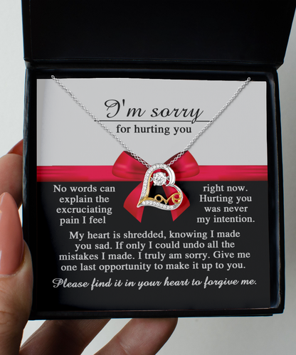 Apology Gift for Girlfriend, Wife, Soulmate - Sorry, Made You Sad - Love Dancing Heart Pendant Necklace