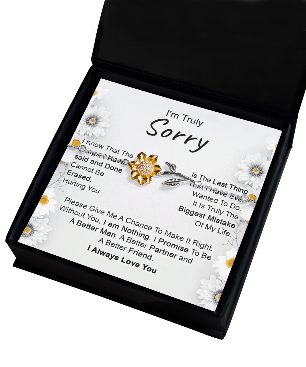 Apology Gift for Girlfriend, Wife, Soulmate - I’m Truly Sorry - Sunflower Jewelry