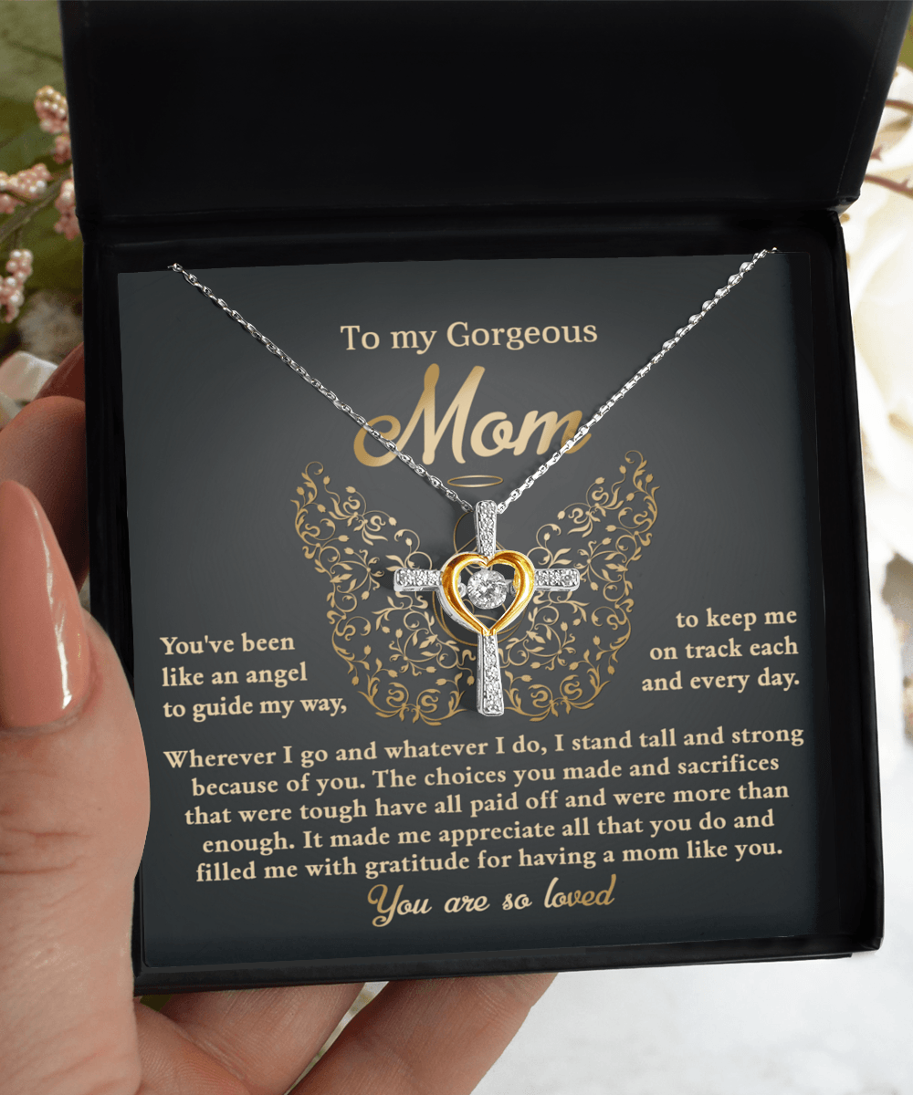 To My Mom You Are Like An Angel To Guide My Way Cross Pendant Necklace