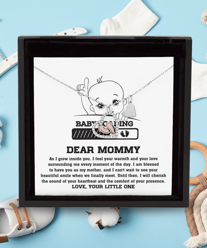 Dear Mommy Your Little One Can't Wait to See your Smile Baby Feet Pendant Necklace