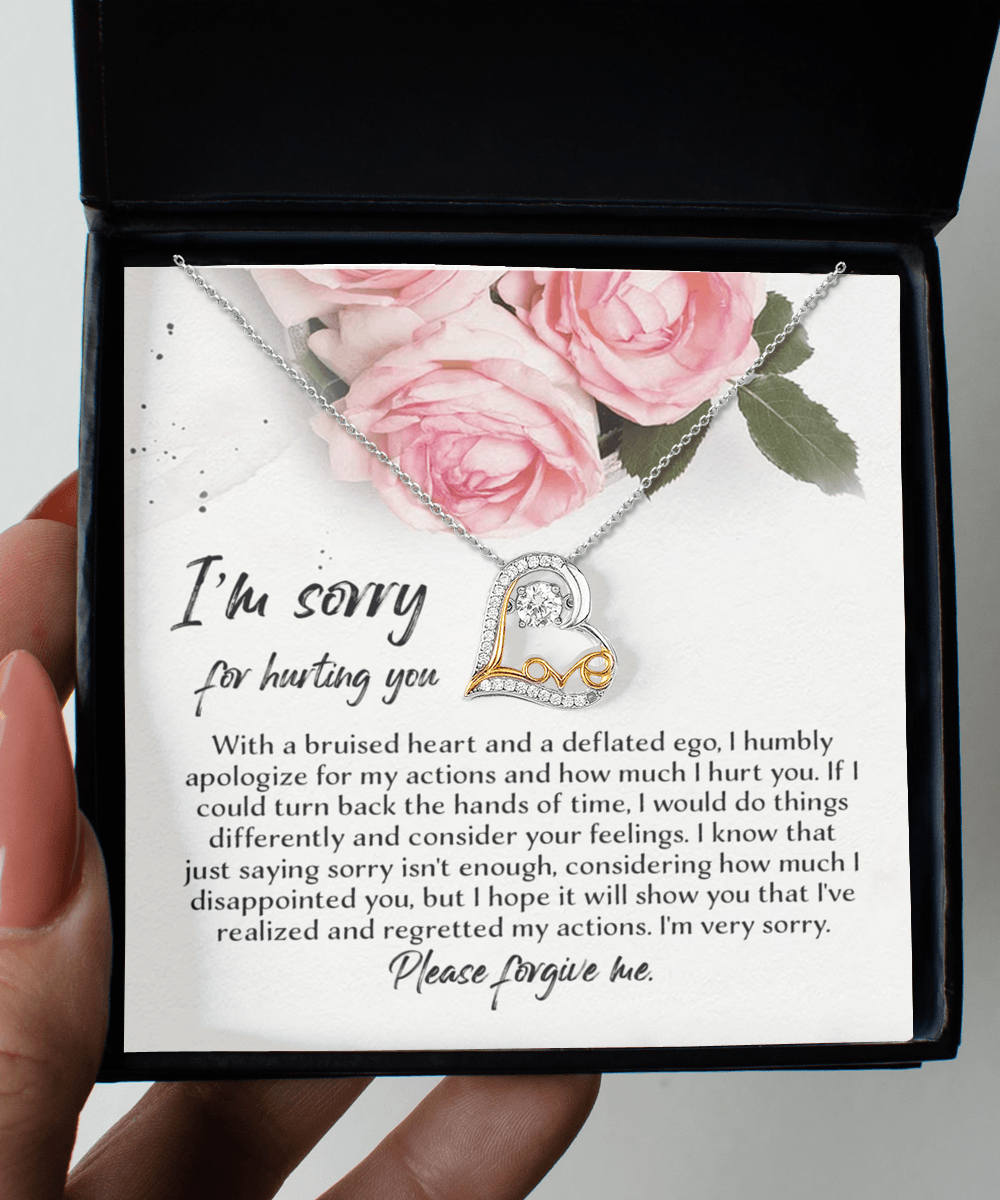 Apology Gift - Sorry, Regretted My Actions - Love Dancing Heart Pendant Necklace