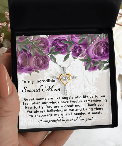 Bonus Mom Gift I am Grateful For You Cross Pendant Necklace