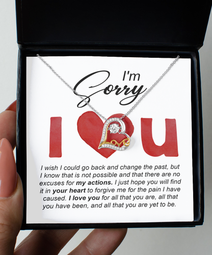 Gift for Girlfriend, Wife - Sorry, Change The Past - Love Dancing Heart Pendant Necklace