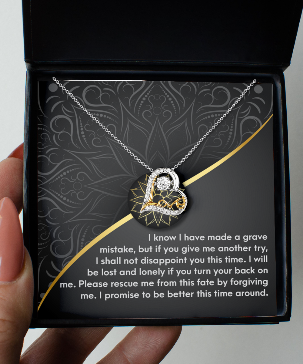 Apology Gift for Girlfriend, Wife, Soulmate - Sorry, Turn Your Back-Love Dancing Heart Pendant Necklace