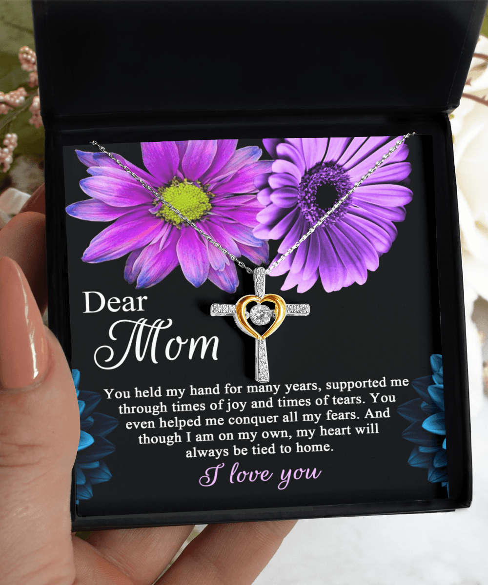 Dear Mom You Held My Hand Through the Years Cross Pendant Necklace