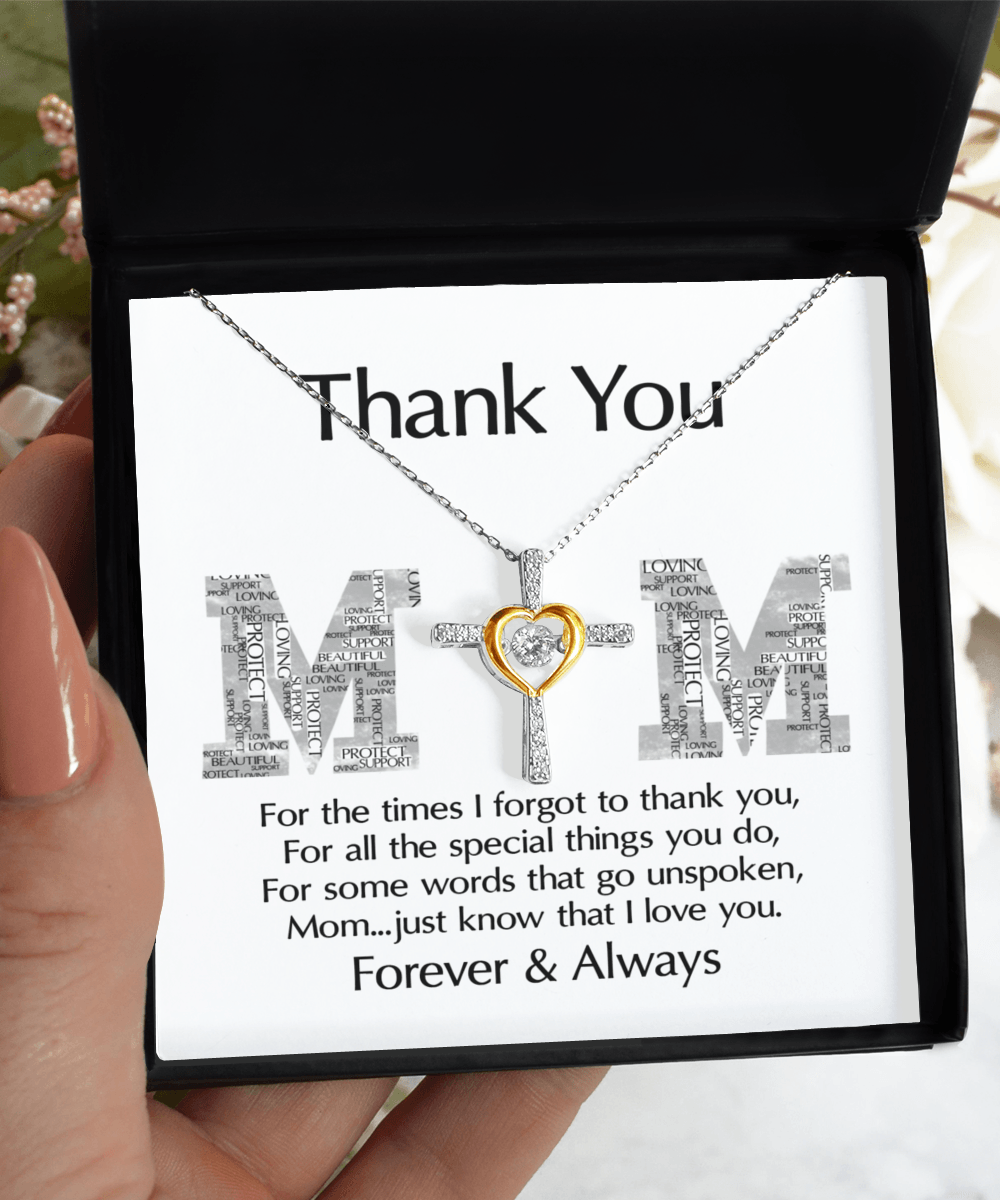 Gift for Mom - Thank You For Everything You Do Cross Pendant Necklace