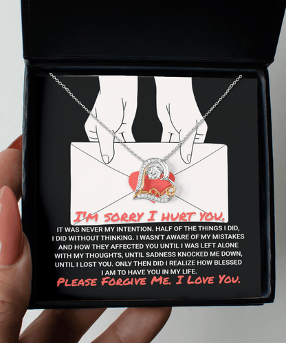 Apology Gift for Girlfriend, Wife, Soulmate - Sorry, Without Thinking - Love Dancing Heart Pendant Necklace