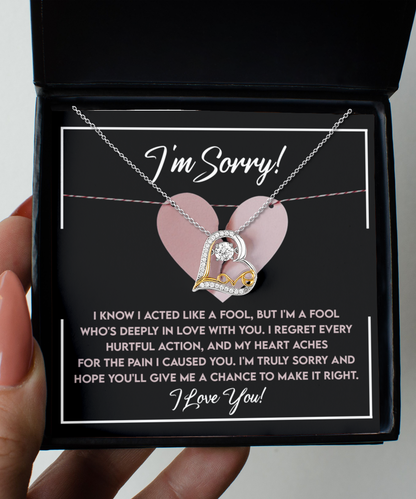 Apology Gift for Girlfriend, Wife, Soulmate - Sorry, Deeply In Love - Love Dancing Heart Pendant Necklace