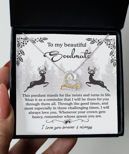 To My Beautiful Soulmate I Will Be There For You Christmas Anniversary Heart Pendant Necklace for Wife Girlfriend Jewelry