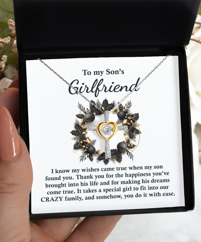 Gift for Son's Girlfriend - My Wishes Came True When He Found You - Dancing Cross Pendant Necklace