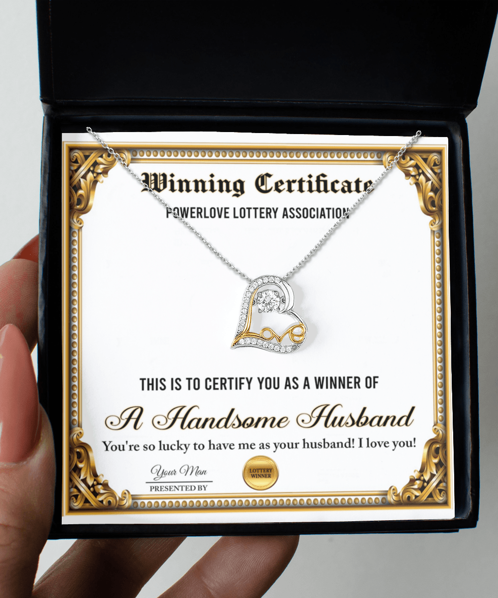 Wife Wedding Day, Anniversary, Birthday Gift - Winning Certificate - Love Dancing Heart Pendant Necklace