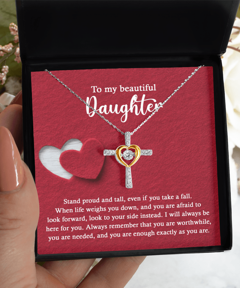 Daughter Inspirational Cross Pendant Necklace Birthday Graduation Wedding Holiday Gift