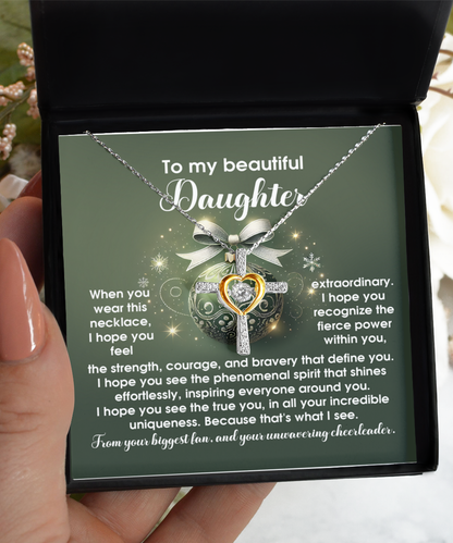 Daughter Heartfelt Gift- Incredible Uniqueness -Dancing Cross Pendant Necklace