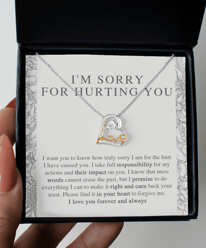 Apology Gift - I'm Sorry, I Promise to Do Everything - Love Dancing Heart Pendant Necklace