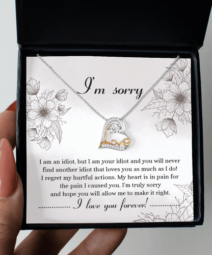 Apology Gift for Her - Sorry For The Pain I Caused You - Love Dancing Heart Pendant Necklace