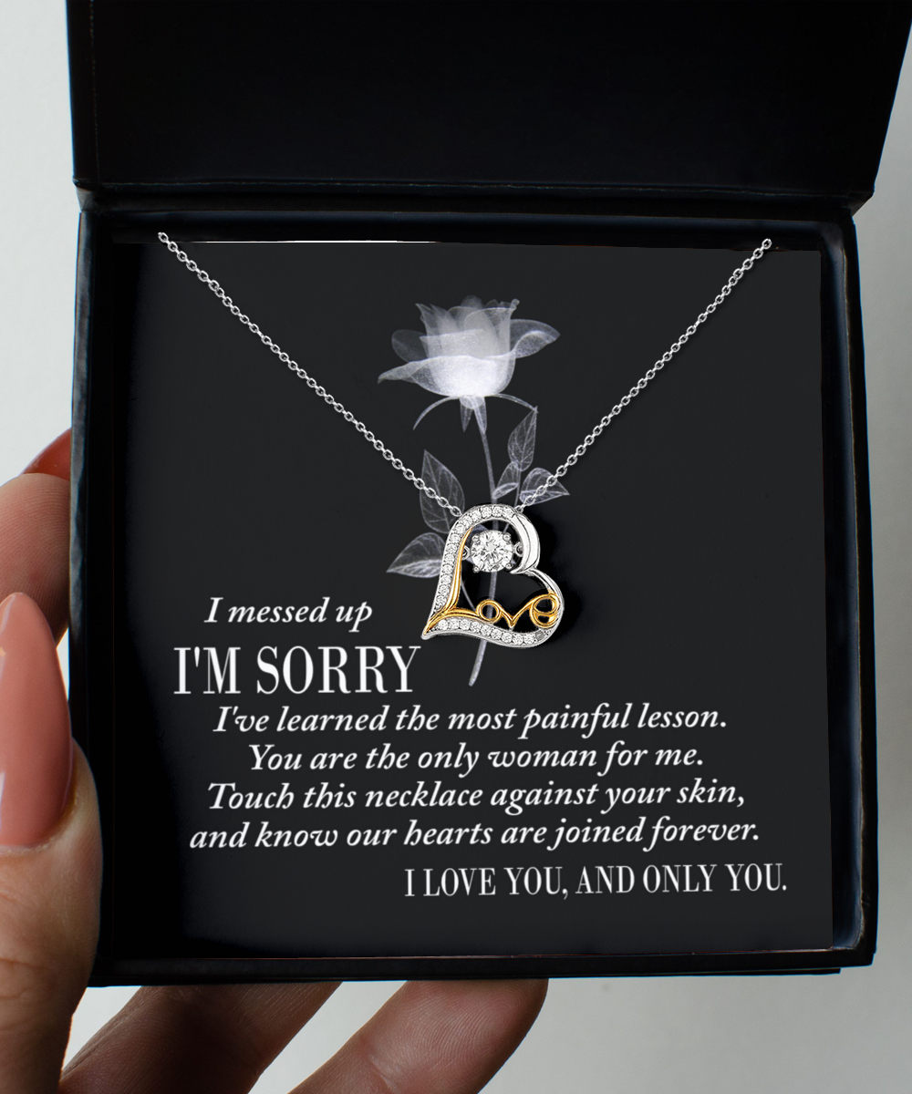 Apology Gift for Girlfriend, Wife, Soulmate - Sorry, Painful Lesson - Love Dancing Heart Pendant Necklace