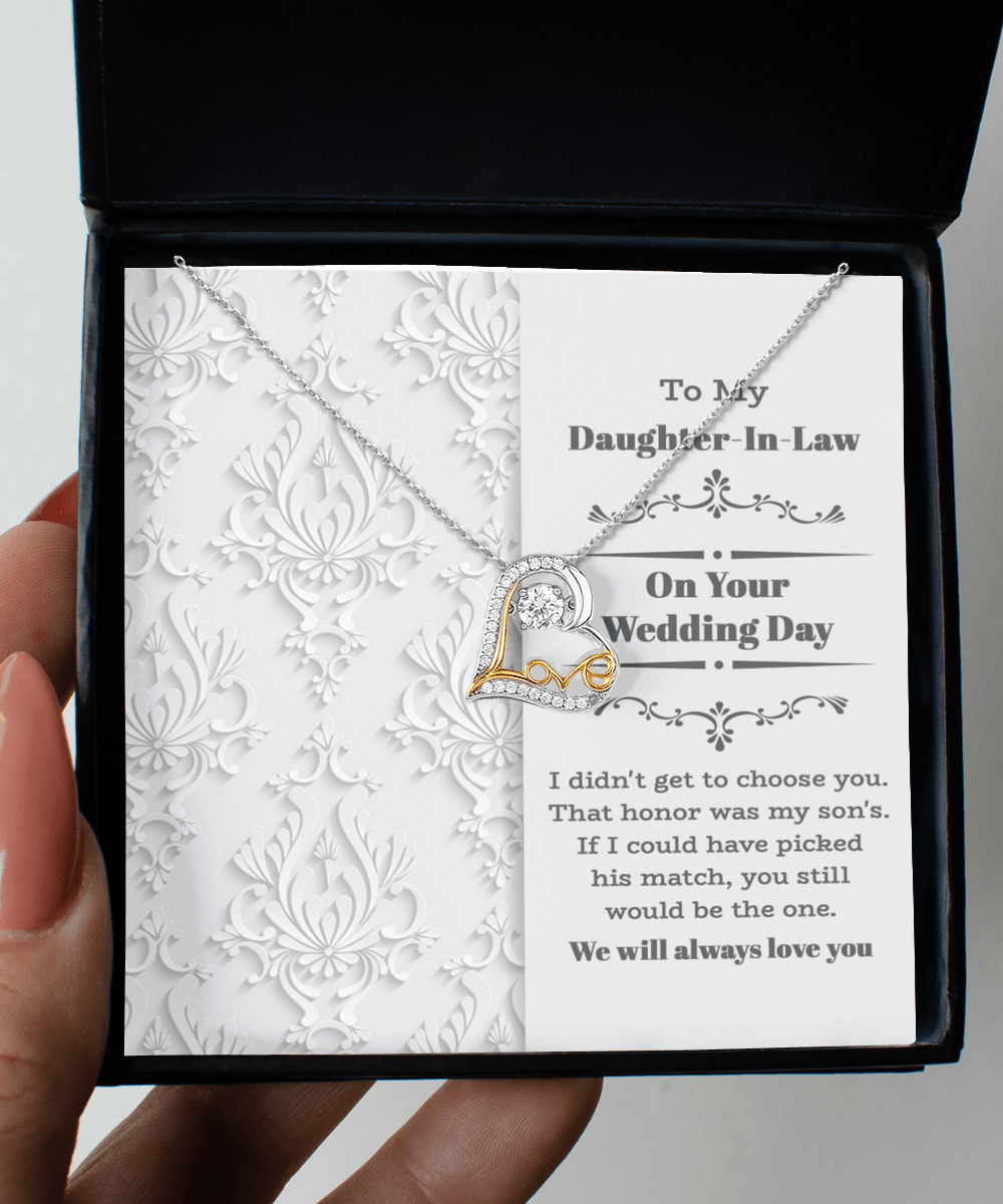 Daughter-in-law - On Your Wedding Day - Love Heart Pendant Necklace Gift for Bride Daughter in Law Jewelry