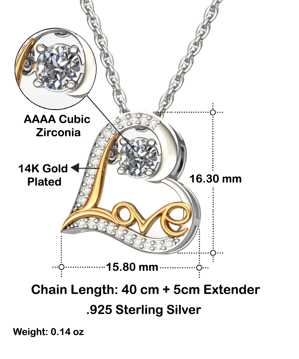 Wife Wedding Day, Anniversary, Birthday Gift - Winning Certificate - Love Dancing Heart Pendant Necklace