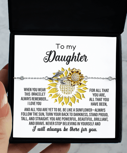 Daughter Never Stop Believing In Yourself Sunflower Pendant Necklace Birthday Graduation Holiday Gift