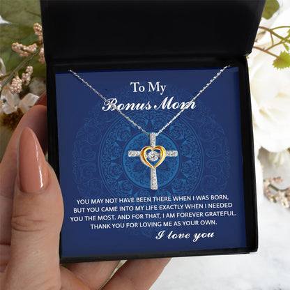 Gift for Bonus Mom You Were There When I Needed You Cross Pendant Necklace