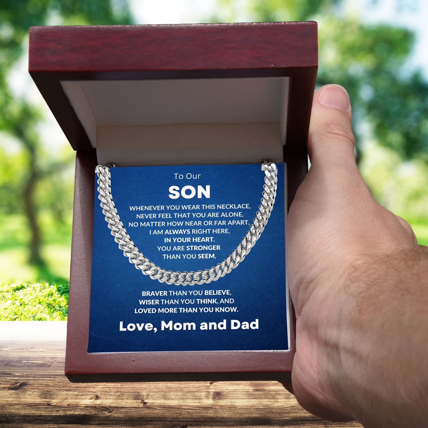 Gift for Son From Mom and Dad Cuban Chain Link Necklace