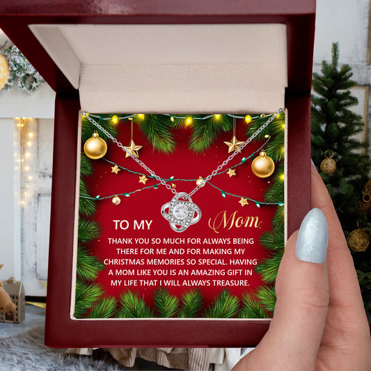 Gift for Mom - Christmas Memories - Love Knot Pendant Necklace