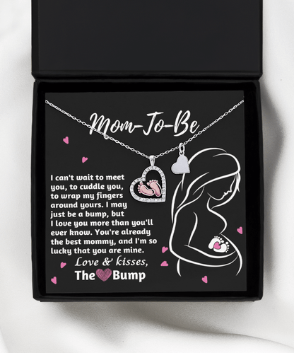 Mom-To-Be Baby Feet Pendant Necklace Love and Kisses From the Bump - Mallard Moon Gift Shop