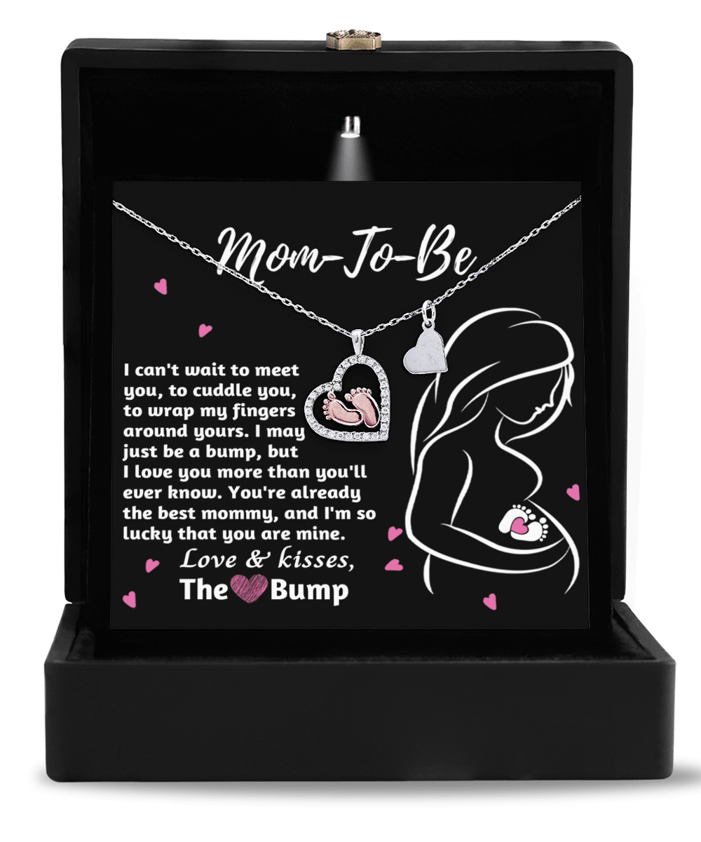 Mom-To-Be Baby Feet Pendant Necklace Love and Kisses From the Bump - Mallard Moon Gift Shop