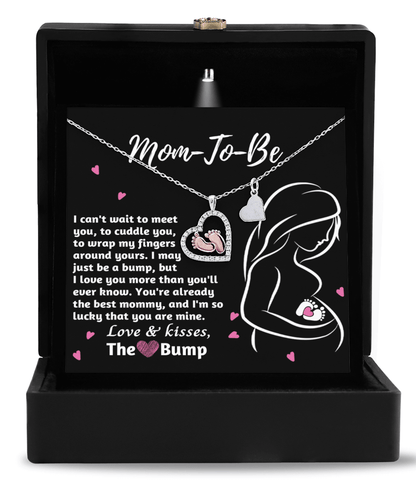 Mom-To-Be Baby Feet Pendant Necklace Love and Kisses From the Bump - Mallard Moon Gift Shop