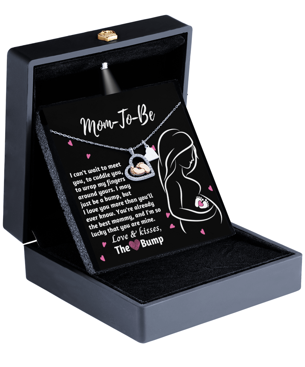 Mom-To-Be Baby Feet Pendant Necklace Love and Kisses From the Bump - Mallard Moon Gift Shop