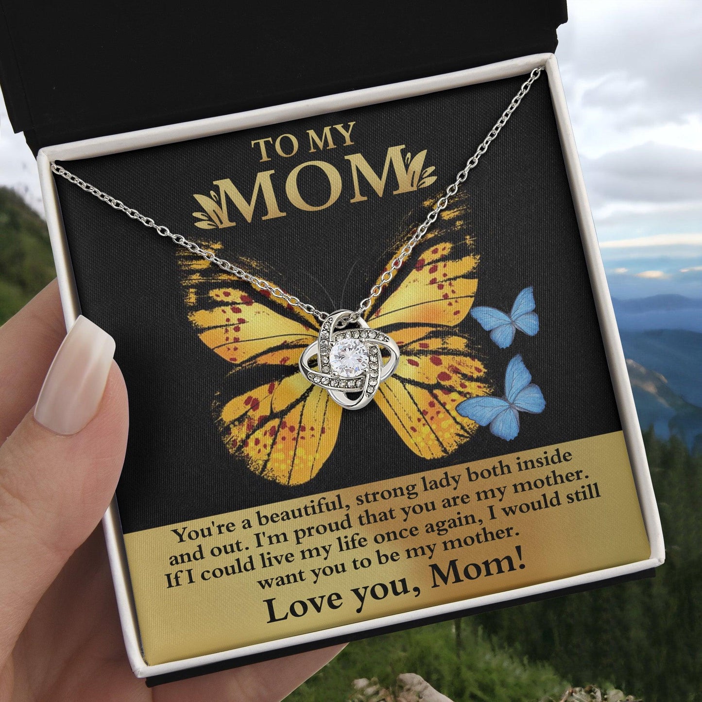 Mom You are a Strong Lady, I'm Proud of You Love Knot Necklace - Mallard Moon Gift Shop